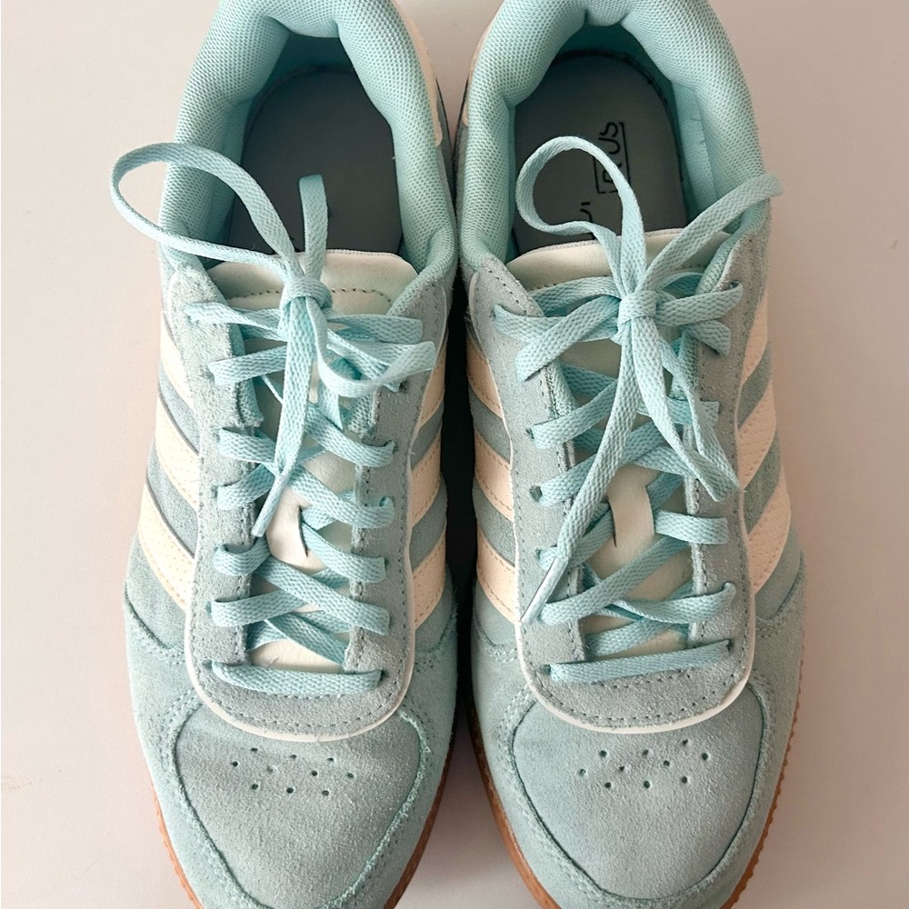 NEW -Adidas Women's Breaknet Sleek Suede Trainers Pastel Blue/Mint Sneakers NEW